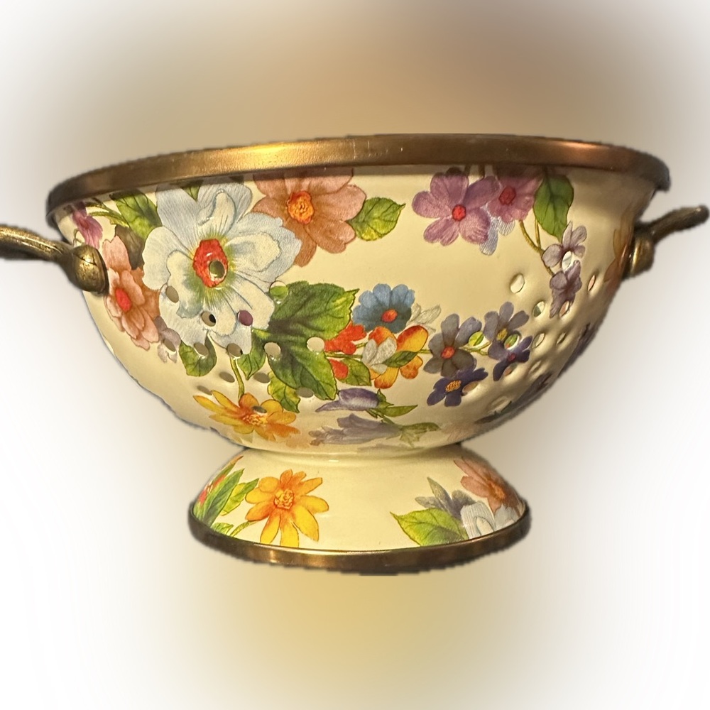 MacKenzie-Childs Floral Colander with Gold Accents